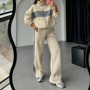 European and American Amazon cross-border foreign trade women's autumn new casual high-grade contrasting comfortable loose suit pants – Image 4