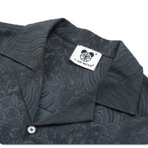 jacquard drape shirt high-quality satin loose embroidery short-sleeved shirt – Image 5