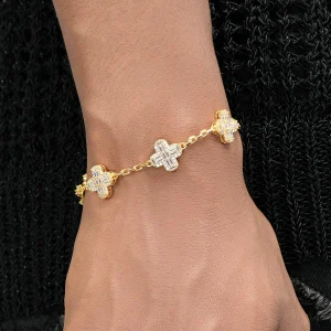 GRGR Gold Cross Bracelet Men's European and American Hip Hop Niche O-Hoop Chain White Gold Stitching Bracelet Women's Sense of Luxury – Image 4