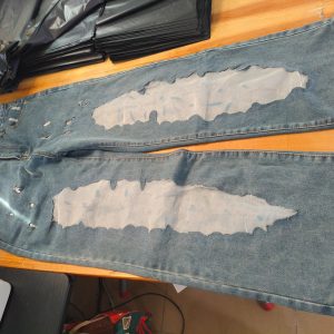 American hot girl retro straight-leg pants hollow texture niche design jeans loose wide-leg trousers – Image 5