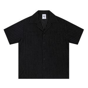 Exquisite light luxury British style openwork jacquard short-sleeved shirt men's summer versatile gentleman old money style Cuban collar shirt – Image 3