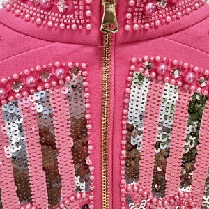 New European and American Fashion Heavy Industries Diamond Stud Sequins Stretch Bodycon Dress Small Dress – Image 7