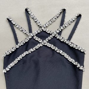 heavy industry chain sexy midi skirt amazon bandage dress H912 night dress bandage dresses – Image 5