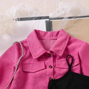 Foreign trade cross-border Europe and the United States spring and autumn new trendy girl set long-sleeved jacket print with pleated skirt three-piece set – Image 3