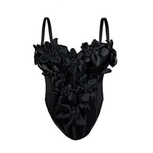 Cross-border European and American new three-dimensional flower camisoles, tops, slim body, pure desire, sexy fishbone chest, inner wear – Image 5