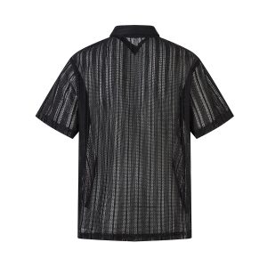 Men's  Summer Hollow Shirt Korean Cleanfit Niche Design Short Sleeve Shirt Ruffian Handsome – Image 3