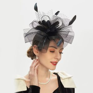 European and American bridal hair accessories, mesh top hats, feather headdresses, horse racing festival flowers, Amazon accessories, headbands – Image 5