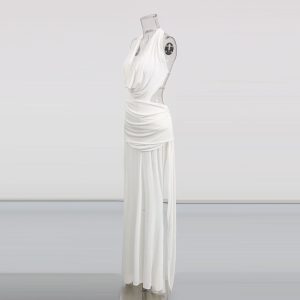 European and American style French dress women's 2025 summer new fashion sleeveless halterneck high-waisted backpack hip long skirt for women – Image 3