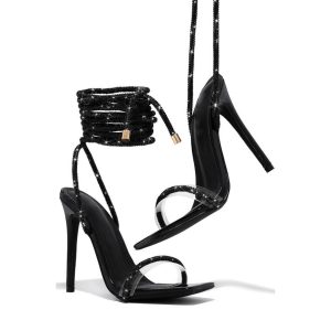 European and American summer casual comfort strappy Roman pointed toe stiletto heeled sandals – Image 7