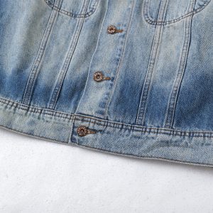 autumn new American retro gradient color heavy wash denim jacket cargo jacket – Image 5