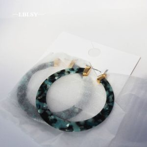 Cross-border jewelry 21 European and American fashionable retro leopard acetate color rings large earrings hoop fashion earrings A50 – Image 3