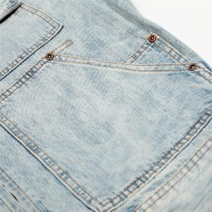 Punk washed distressed denim cargo jacket men's loose heavy faded multi-pocket design loose jacket – Image 4