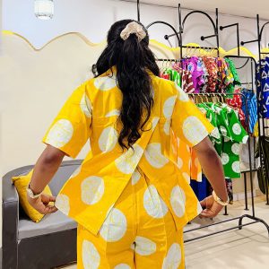 European and American clothing printed short sleeves lapel cardigan shirt casual shorts women's African style fashion plus size two-piece set – Image 3