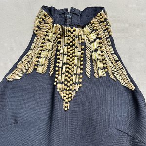 European and American Internet celebrity models gold diamonds amazon foreign trade bandage dresses evening dresses bandage dresses – Image 4