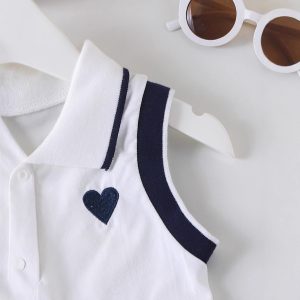 Cross-border European and American summer girls' suit Collegiate style POLP collar sleeveless top + pleated skirt two-piece set – Image 3