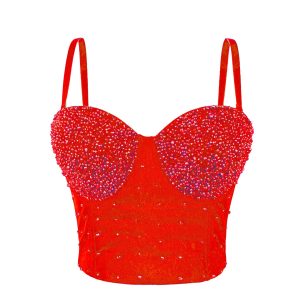 cross-border foreign trade shiny beads handmade herringbone bra high-end wear small camisole vest herringbone corset – Image 3
