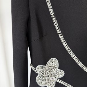 Cross-border hot spot 2025 new long-sleeved celebrity temperament beaded diamond long dress long skirt dress – Image 5