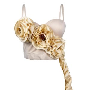 Spring new European and American flowers tassel design worn outside herringbone corset slim with coaster camisole french inside – Image 3