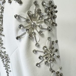 Quality spot host evening dress 2025 star series heavy industry beads and diamonds front slit small trailing long skirt – Image 4