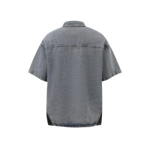 Men's Wear Summer Korean niche design washed denim shirt trendy ruffian jacket short sleeve – Image 3