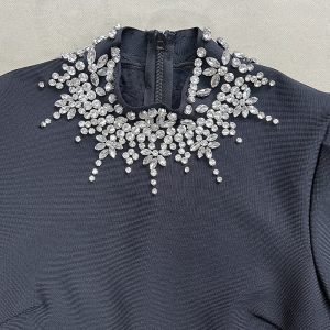 Long sleeve heavy work glass diamond decoration amazon foreign trade bandage dress evening dress bandage dresses – Image 4
