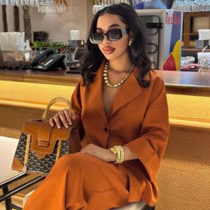 European and American women's lapels, loose single-breasted shirts, high-waisted straight-leg pants, two-piece African casual atmospheric suit for women – Image 3