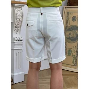 2025 Summer Thin Neapolitan High-Waisted Shorts Italian British Retro Yuppie Waist Adjusting Retro Shorts Trend – Image 5