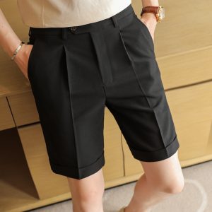 Factory Douyin explosive Tencel wool suit shorts men's summer casual Neapolitan cropped pants men's trousers – Image 6