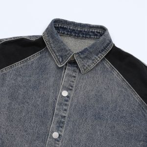 Men's Wear Summer Korean niche design washed denim shirt trendy ruffian jacket short sleeve – Image 5