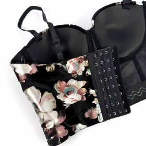 Fall/Winter 2024 velvet flower print, elegant temperament, high-end sense of luxury, inner corset, outer shape, herringbone bra – Image 5