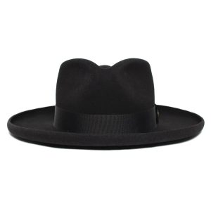 folded wool hat Solid webbing decorated sheep felt hat Fashionable pure wool top hat – Image 3