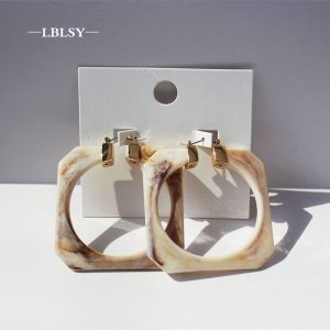 Foreign trade jewelry 21 new exaggerated personality acetate square stud earrings fashion big circle hoop earrings earrings A45 – Image 3