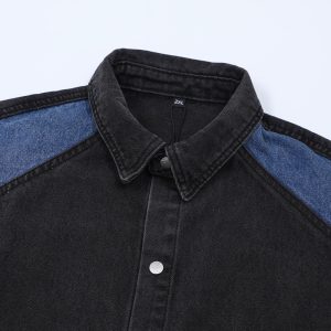 Men's Wear Summer Korean niche design washed denim shirt trendy ruffian jacket short sleeve – Image 7
