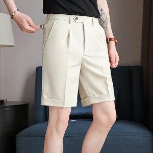 Factory Douyin explosive Tencel wool suit shorts men's summer casual Neapolitan cropped pants men's trousers – Image 3