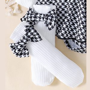 Foreign trade, cross-border Europe, America, autumn infants, children, girls' suits, flying sleeves, long-sleeved hakama, socks, headdresses, three-piece headdresses – Image 3
