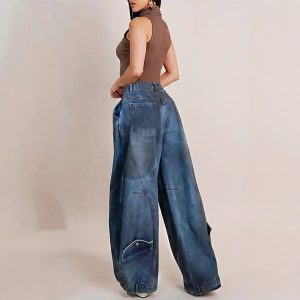 YLN0940 cross-border independent station Amazon 2025 new retro distressed washed reverse waist jeans – Image 3