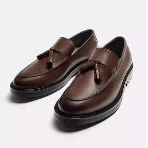 WALK ZARA Men's Shoes Comfortable Tassel One-Leg Leather Shoes Loafers – Image 3