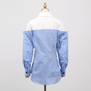 Simple commuter style top women's 2025 summer new comfortable casual fake two striped premium women's shirt – Image 4
