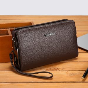 New men's clutch fingerprint lock anti-theft large capacity grab bag wallet wallet business high-end men's bag – Image 3