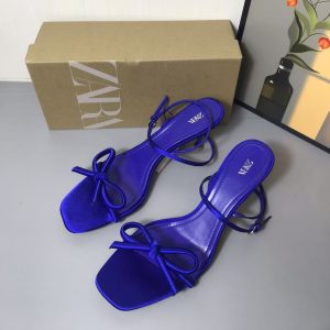 ZA Spain 2025 Winter New Arrivals with Thin Straps Bow Decorated High Heels Back Strap Wrap Women's Sandals Women – Image 3