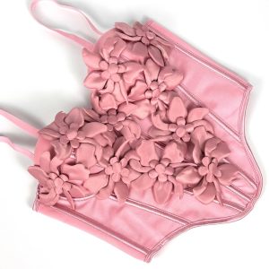 Cross-border European and American new three-dimensional flower camisoles, tops, slim body, pure desire, sexy fishbone chest, inner wear – Image 7