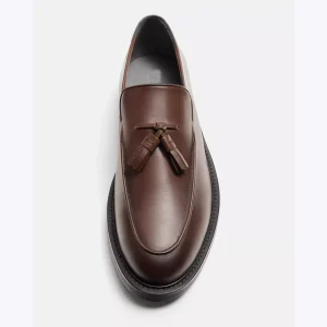 WALK ZARA Men's Shoes Comfortable Tassel One-Leg Leather Shoes Loafers – Image 4