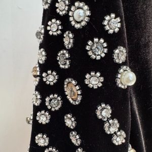Quality spot evening dress long skirt 2025 star heavy work bead diamond gold velvet long dress – Image 8