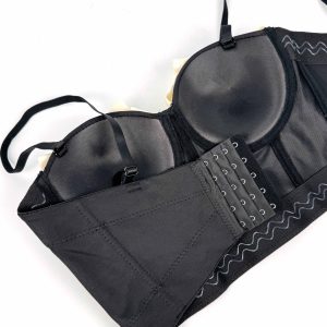 Exquisite Rhinestone Tassel Heavy Industries Double Layer Black Big Bow Diamond Chain Bow Tie Fishbone Corset – Image 5