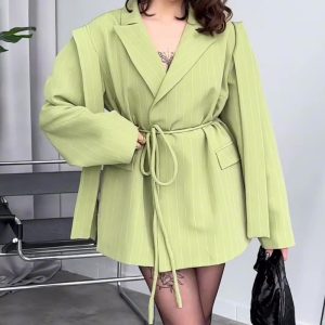 European and American Amazon Cross-border Women's Solid Color Lapel Lace Waist Temperament European and American Small Suit – Image 4