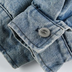 Jiayiku trendy brand 2025 autumn new American retro spliced denim flight jacket boxy baseball jacket for men – Image 4