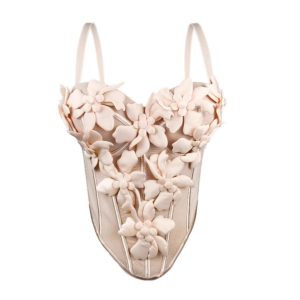 Cross-border European and American new three-dimensional flower camisoles, tops, slim body, pure desire, sexy fishbone chest, inner wear – Image 3
