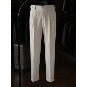 Corduroy trousers, men's straight Parisian buckle, Naples slim non-iron, autumn and winter business – Image 3