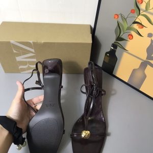 ZA2025 New Product: Strappy High Heeled Sandals, Women's Metal Buckle Trim Straps, Straps, Open Toe Women's Sandals – Image 3