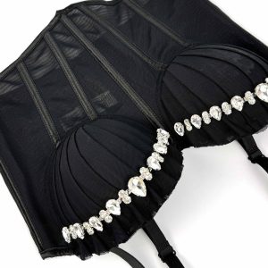 In winter, the new rhinestone pleated high-end design inner fish small camisole, European and American wear herringbone corset – Image 6